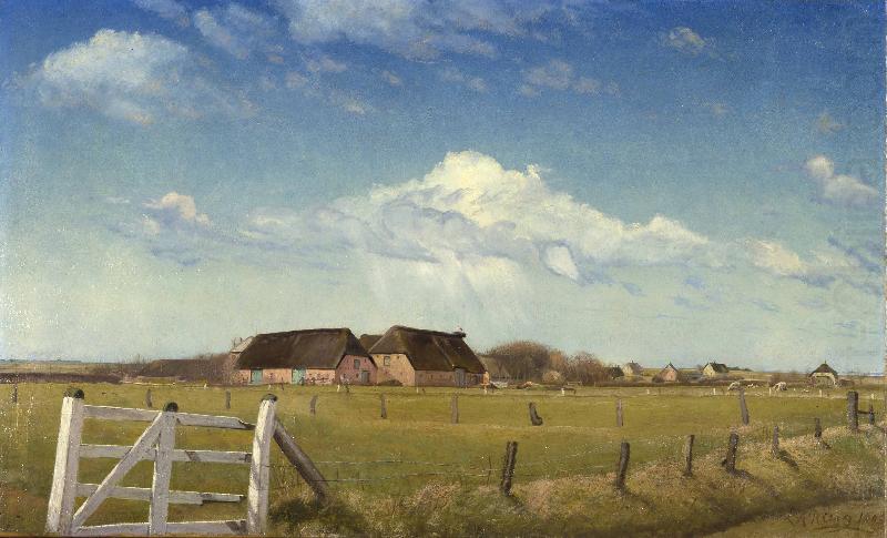 Laurits Andersen Ring Fenced in Pastures by a Farm with a Storks Nest on the Roof oil painting picture